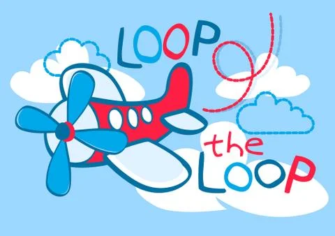 A cute plane flying loop the loop in the sky Stock Illustration