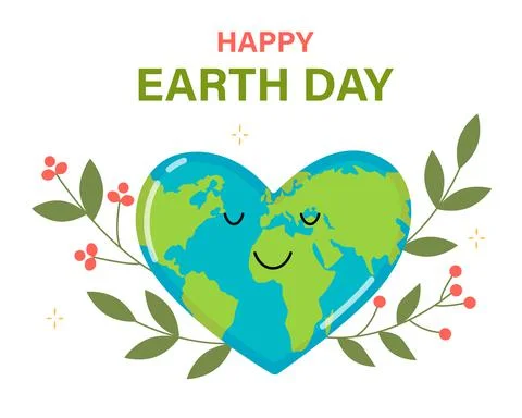 Cute planet earth in the shape of a heart Stock Illustration