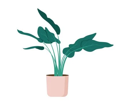 Cute Plant Pot Flat Vector Illustration. Stock Illustration
