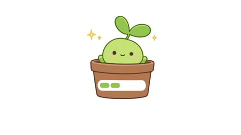 Cute Plant Pot Loading Bar Animation White Background Video stock 339639161