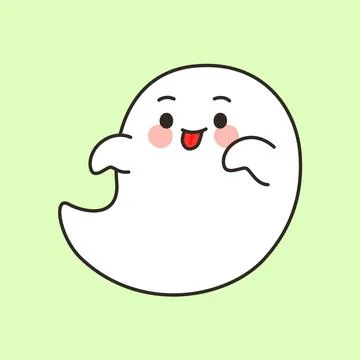 Cute playful ghost with curved tail Ilustración de archivo
