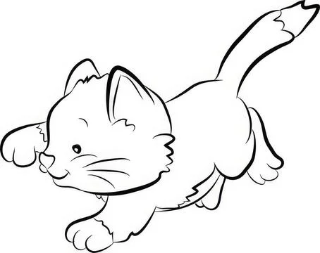 Cute playful kitten cat jumping with happy expression Stock Illustration
