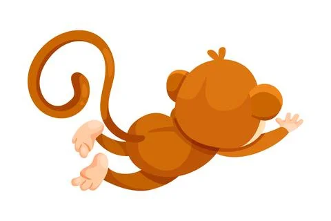 Cute Playful Monkey Character with Long Tail Jump Vector Illustration Stock Illustration
