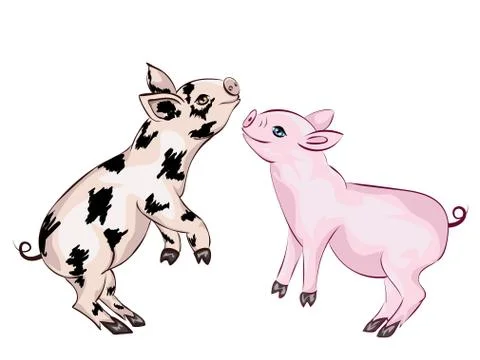 Cute Playful Piglet Иллюстрация