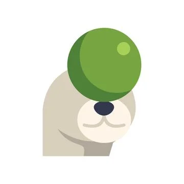 Cute polar bear balancing green ball on its head Stock Illustration