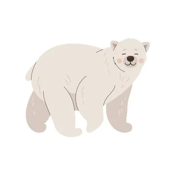 Cute polar bear character standing isolated on white background vector illu.. Stock Illustration