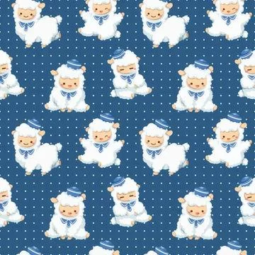 Cute polar bear characters in winter clothes on a blue snow background Stock Illustration