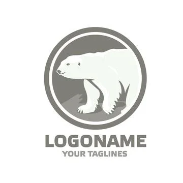 Cute polar bear in circle logo Stock Illustration
