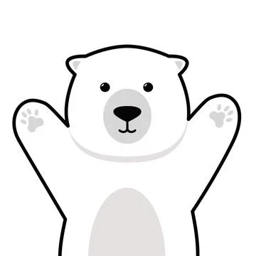 Cute polar bear doodle flat Illustrazione stock