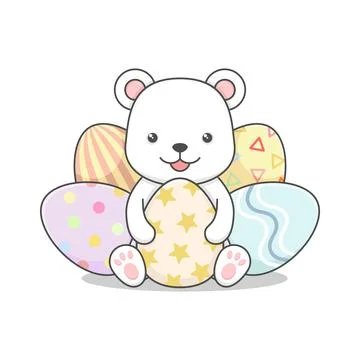 Cute Polar Bear With Easter Eggs Stock Illustration