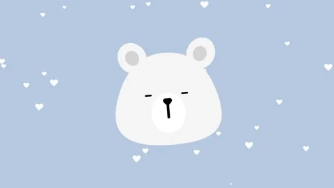 Cute Polar Bear Face on Snowy Blue Background Illustration Stock Footage 336837226