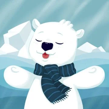Cute polar bear at the north. Stock Illustration