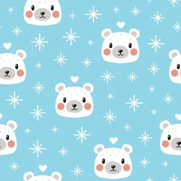 Cute polar bear pattern on light blue background Stock-Illustration