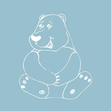 Cute polar bear sketch. Vector chalk baby drawn. Stock Illustration