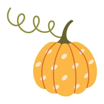 Cute polka dot yellow pumpkin vector illustration isolated on white. Suitable Stock Illustration
