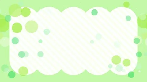 Cute polka dots floating on striped frame background green Stock Illustration