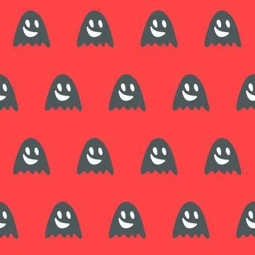 Cute poltergeist ghost boo red seamless pattern Stock Illustration