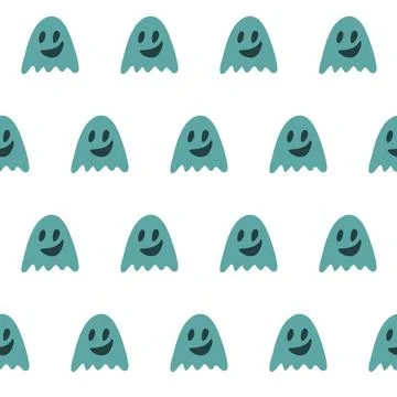 Cute poltergeist ghost boo seamless pattern for halloween 库存插图