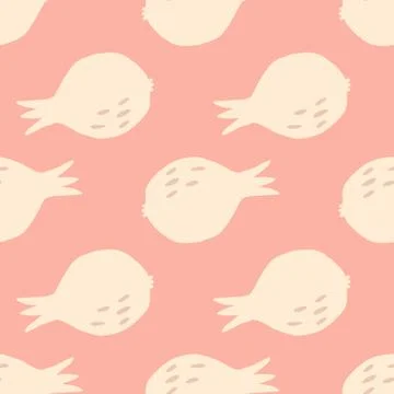 Cute pomegranate fruit seamless pattern on light background. Garnet fruit wal 스톡 일러스트