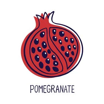 Cute Pomegranate illustration. Vector hand drawn icon illustration Stock Illustration