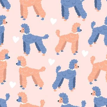 Cute poodle dogs pattern Stock Illustration