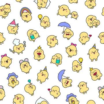 Cute popcorn character. Seamless pattern. Stock Illustration