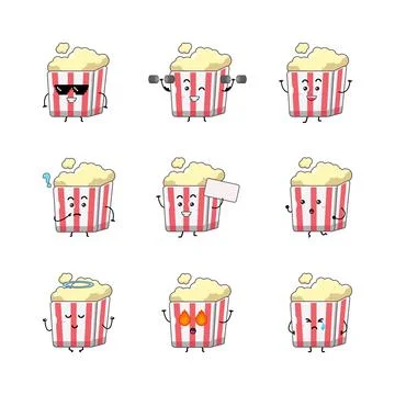Cute popcorn character vector illustration Stock Illustration