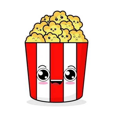 Cute popcorn in red bucket box. Stock Illustration