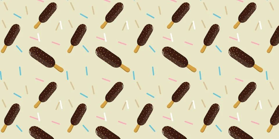 Cute Popsicle Pattern Summer Dessert Background Stock Illustration