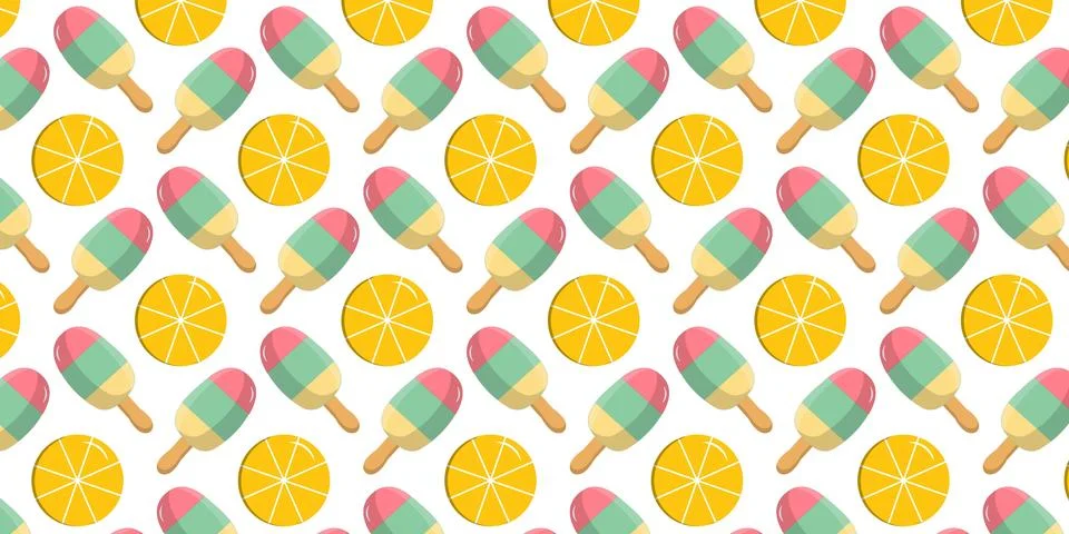 Cute Popsicle Pattern Summer Dessert Background 스톡 일러스트