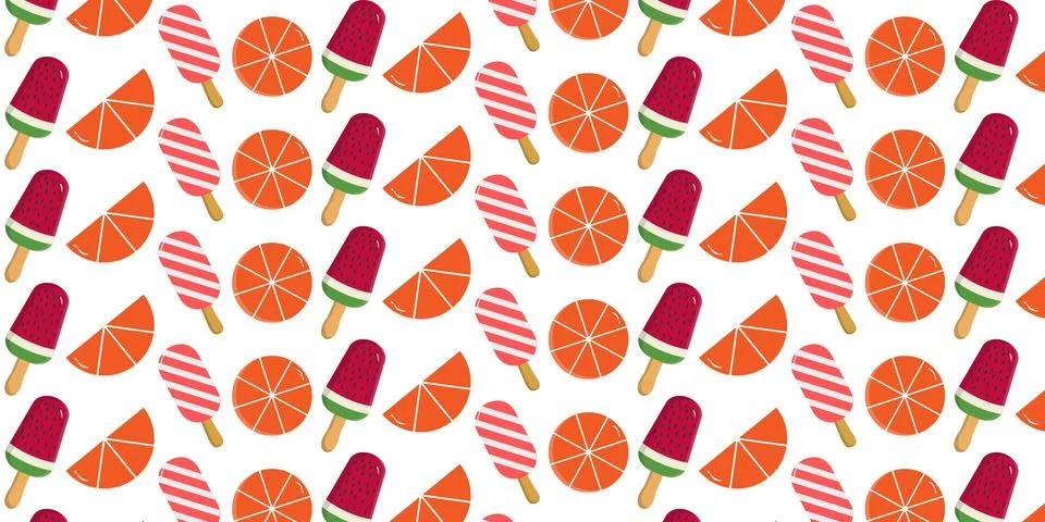 Cute Popsicle Pattern Summer Dessert Background Stock Illustration