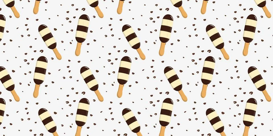 Cute Popsicle Pattern Summer Dessert Background Stock Illustration