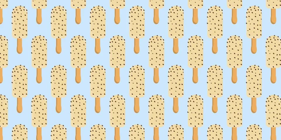 Cute Popsicle Pattern Summer Dessert Background Stock Illustration