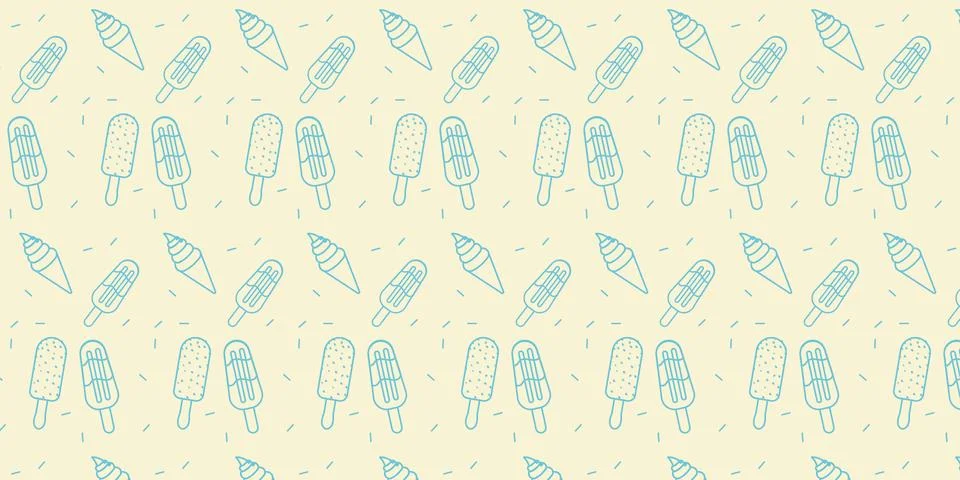 Cute Popsicle Pattern Summer Dessert Background 스톡 일러스트