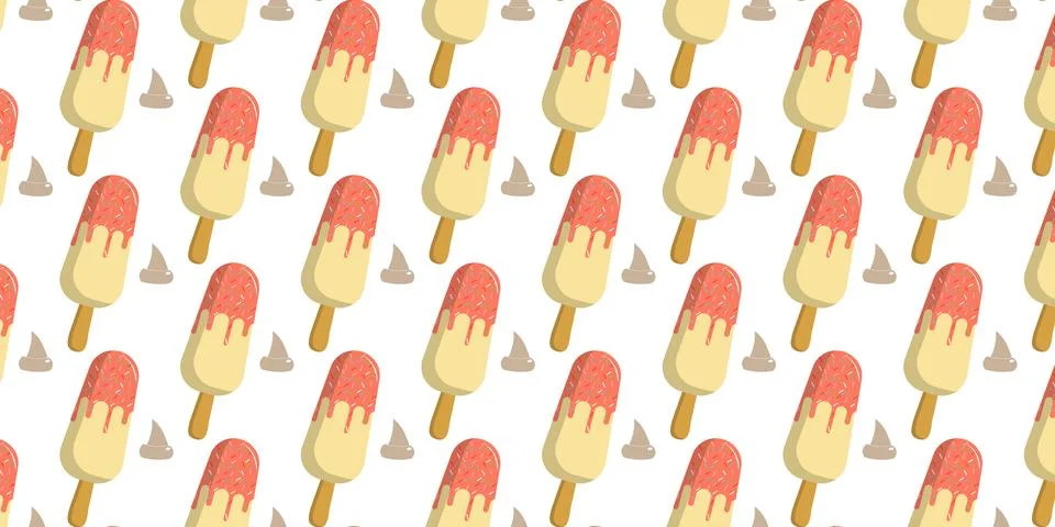 Cute Popsicle Pattern Summer Dessert Background Stock Illustration