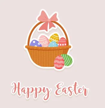 Cute postcard banner Happy Easter. Vector illustration. Stock Illustration