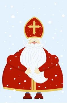 Cute postcard for Saint Nicholas Sinterklaas - greeting card or banner. Vecto Stock Illustration