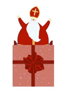 Cute postcard for Saint Nicholas Sinterklaas - greeting card or banner. Vecto Stock Illustration