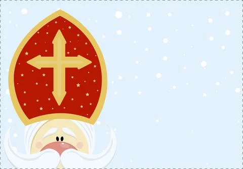Cute postcard for Saint Nicholas Sinterklaas - greeting card or banner. Vecto Stock Illustration