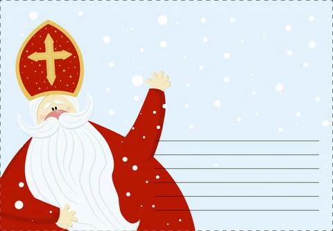 Cute postcard for Saint Nicholas Sinterklaas - greeting card or banner. Vecto Stock Illustration