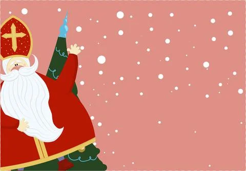 Cute postcard for Saint Nicholas Sinterklaas - greeting card or banner. Vecto Stock Illustration