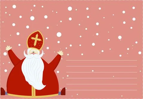 Cute postcard for Saint Nicholas Sinterklaas - greeting card or banner. Vecto Stock Illustration
