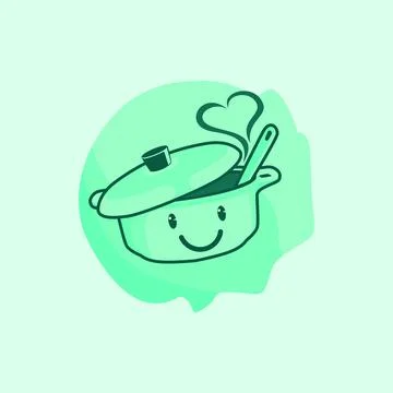 Cute pot character logo Stock Illustration