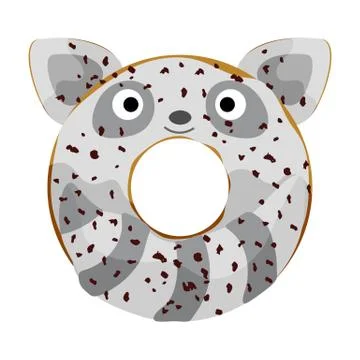 Cute powdered racoon donut vector illustration Stock Illustration