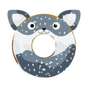 Cute powdered wolf donut vector illustration Stock Illustration
