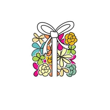 Cute present box from flowers Stock Illustration
