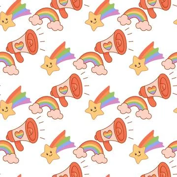 Cute Pride Elements Pattern with Rainbows Illustrazione stock