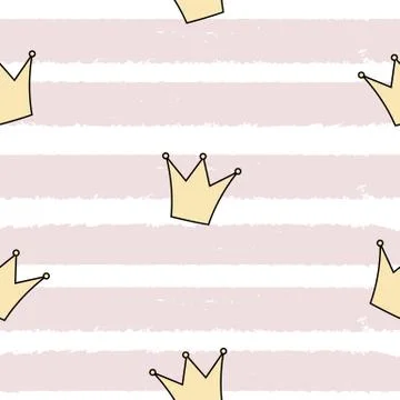 Cute Princess Crown Seamless Pattern Background Vector Illustration Illustrazione stock