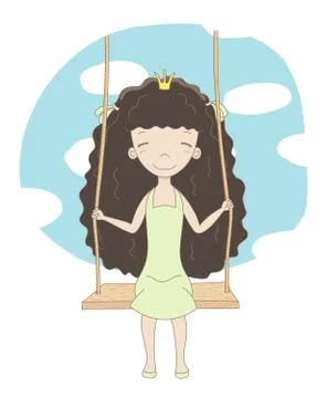 Cute princess on a swing Illustrazione stock