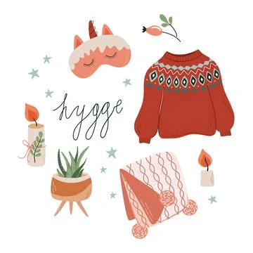 Cute print with cozy Winter elements. Stock Illustration
